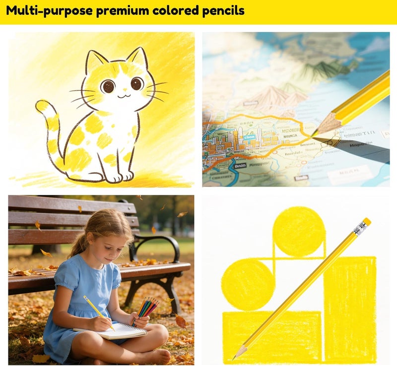 Adhere 25pcs Checking Pencils Erasable colored Pencils Pre-Sharpened #2 HB,for Checking Tests Grading,Map Coloring, editing Office Favors,including a Free sharpener. (Yellow) - Image 5